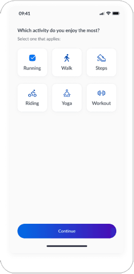 EGSN app — activity options